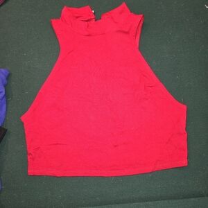 Red turtle neck crop top